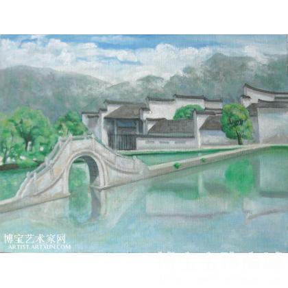 胡万明 画桥·云雾 类别: 风景油画